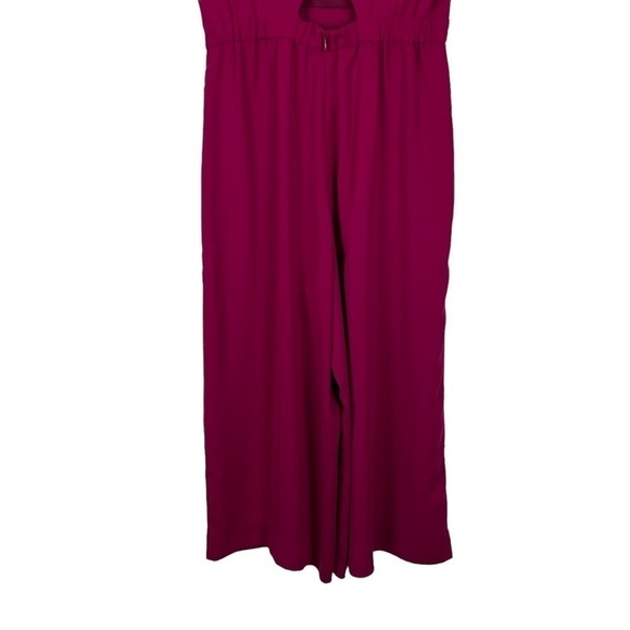 J. CREW DRAPEY WRAP BACK DEEP BERRY PINK WIDE LEG CROPPED SHORT SLEEVE JUMPSUIT - Picture 8 of 13